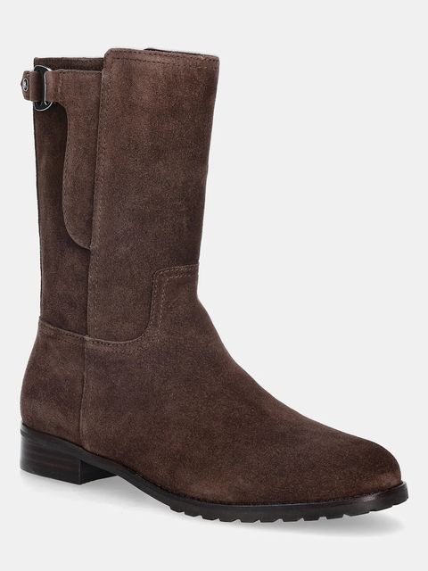 Lauren Ralph Lauren botki zamszowe Tasha Mid damskie kolor brązowy na płaskim obcasie 802980070002 - zdjęcie produktu nr 1