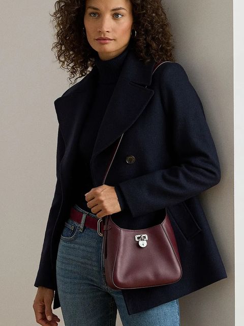 Lauren Ralph Lauren torebka skórzana kolor bordowy 431966750