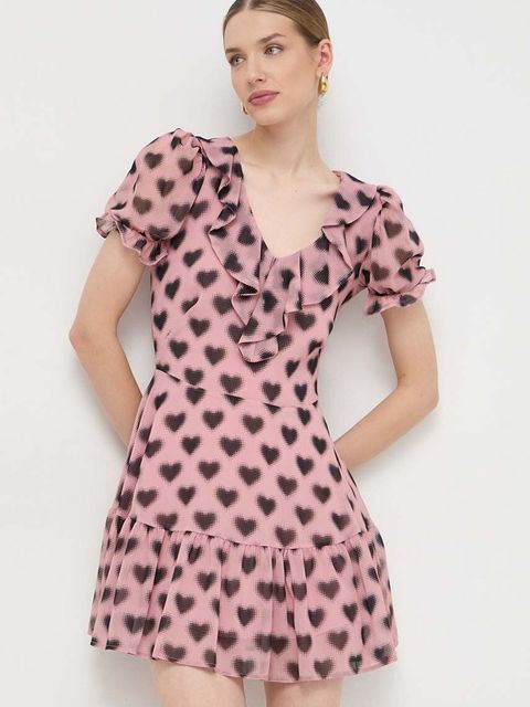 Silvian Heach sukienka kolor różowy mini rozkloszowana