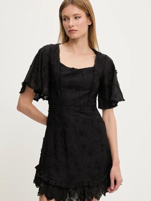 Answear.LAB sukienka bawełniana kolor czarny mini rozkloszowana - zdjęcie produktu nr 1