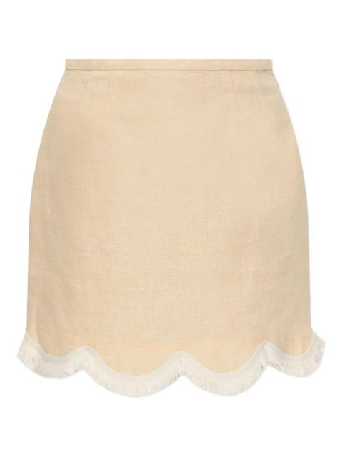 Posse scalloped-hem fringed mini A-line skirt - Neutrals - zdjęcie produktu nr 1