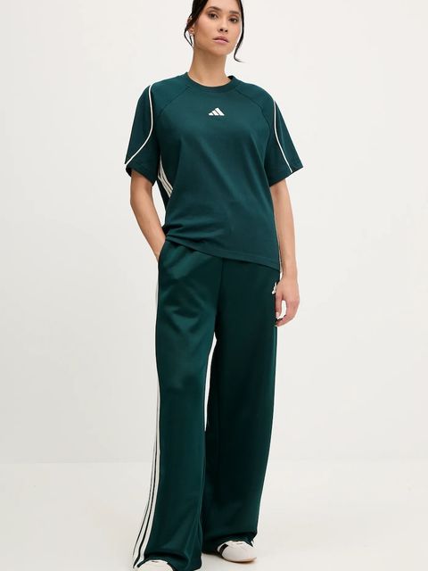 adidas t-shirt bawełniany Stadium damski kolor zielony JW0449