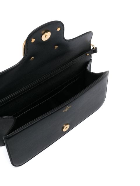 Valentino Garavani logo-plaque leather shoulder bag - Black