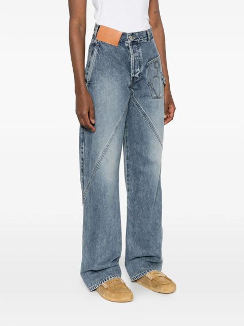 JW Anderson twisted-effect logo-patch jeans - Blue