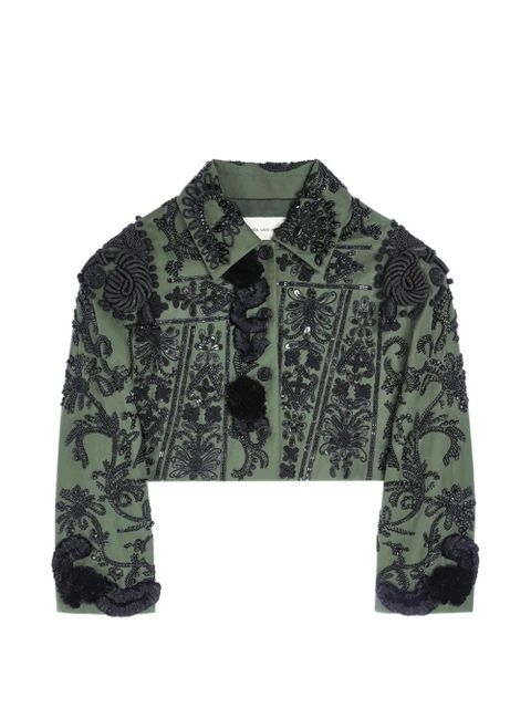 DRIES VAN NOTEN sequin-embroidered cotton jacket - Green - zdjęcie produktu nr 1
