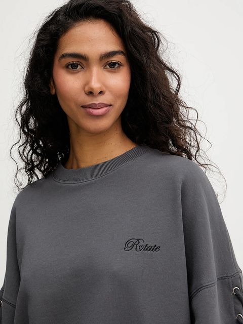 Rotate bluza bawełniana damska kolor szary gładka 1154681205