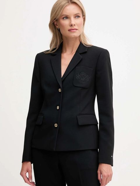 Tommy Hilfiger marynarka kolor czarny jednorzędowa gładka WW0WW46660 - zdjęcie produktu nr 1