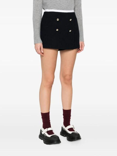 Maje double-breasted button-detail shorts - Blue