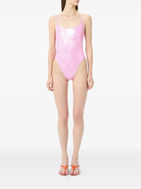 Blumarine zebra-print swimsuit - Pink