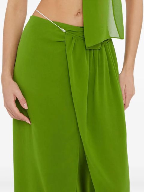 Christopher Esber chain-detail asymmetric sarong skirt - Green