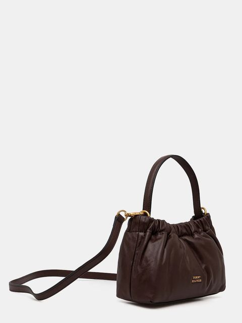 Tommy Hilfiger torebka skórzana kolor brązowy AW0AW18306 - zdjęcie produktu nr 2