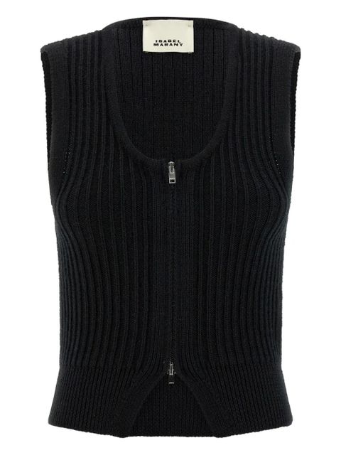 ISABEL MARANT Devima ribbed zip vest - Black - zdjęcie produktu nr 1