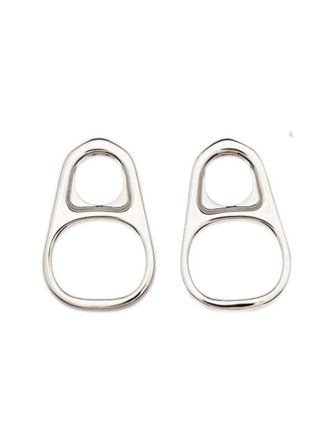Jean Paul Gaultier tab motif earrings - Silver