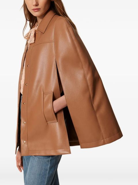 TWINSET button faux-leather cape jacket - Brown