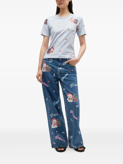 GANNI cat-print short-sleeve top - White - zdjęcie produktu nr 2