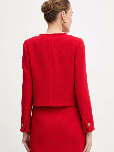 Luisa Spagnoli marynarka z dodatkiem wełny kolor czerwony jednorzędowa gładka 542705 - zdjęcie produktu nr 2