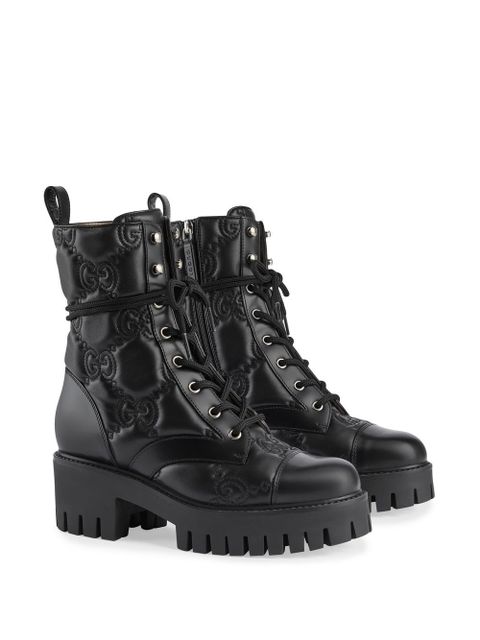 Gucci 60mm GG-matelassé leather boots - Black