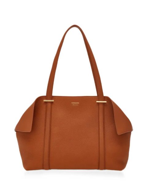 Ferragamo medium folded leather tote bag - Brown - zdjęcie produktu nr 1