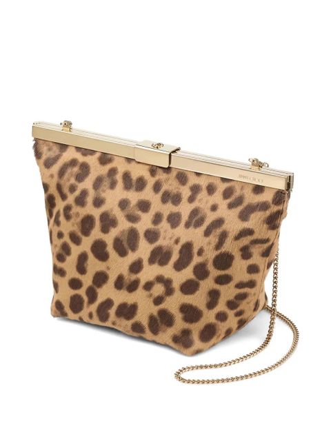 Jimmy Choo Ganache leopard-print chain clutch bag - Neutrals