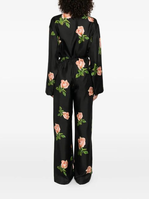 Nanushka Arvenn rose-print elastic-waist trousers - Black