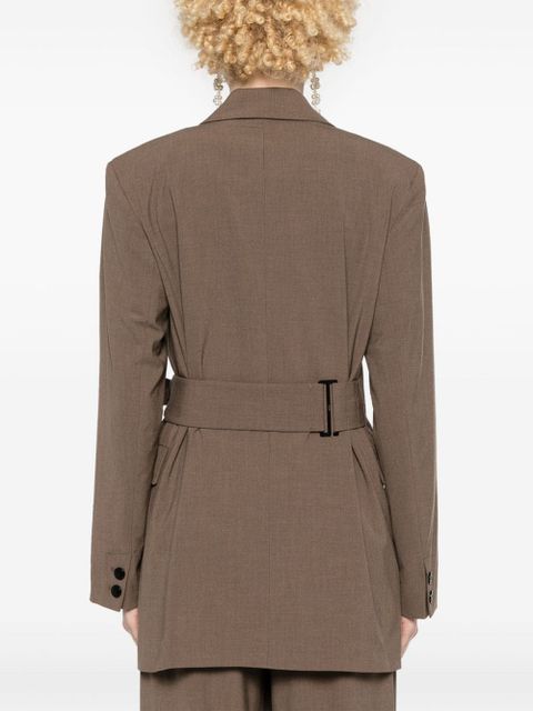GANNI knot-belt wrap blazer - Brown