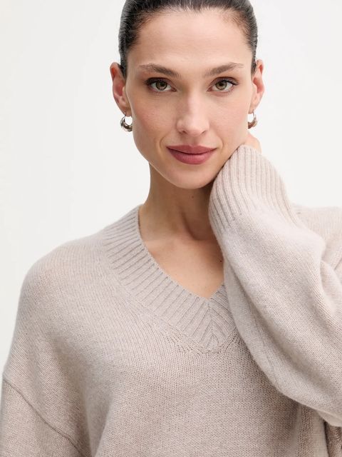 Marc O'Polo sweter z dodatkiem wełny damski kolor beżowy 510609060235