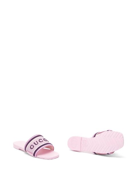 Gucci logo strap slippers - Pink