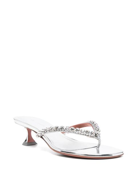 Amina Muaddi 45mm crystal-embellished mules - Silver