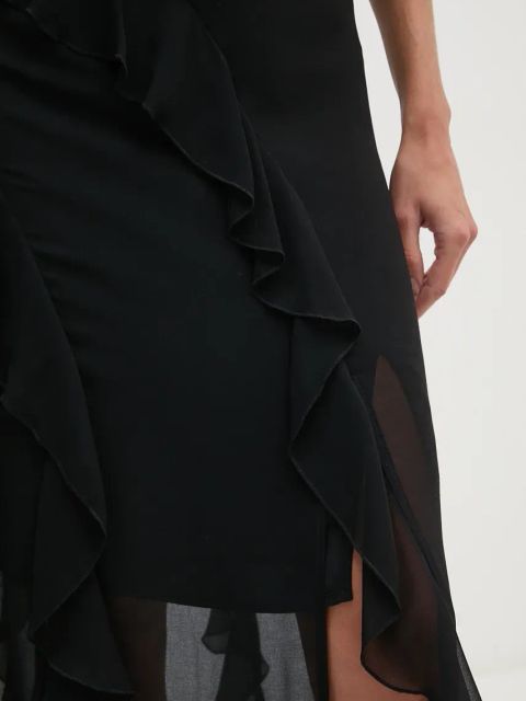 Sisley spódnica kolor czarny maxi rozkloszowana 4T2VL002I