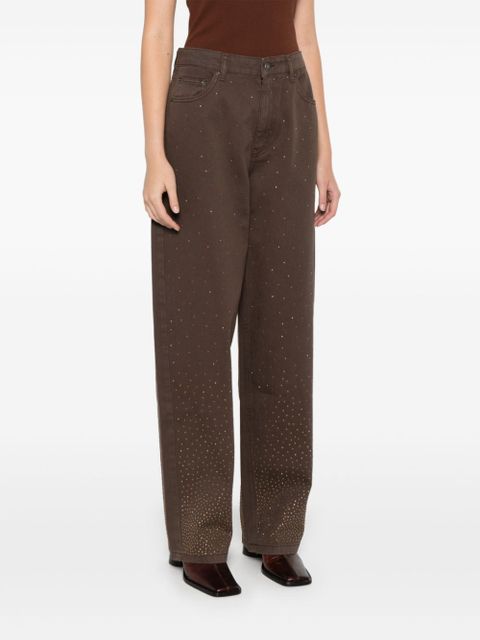 ROTATE BIRGER CHRISTENSEN rhinestone-embellished wide-leg jeans - Brown