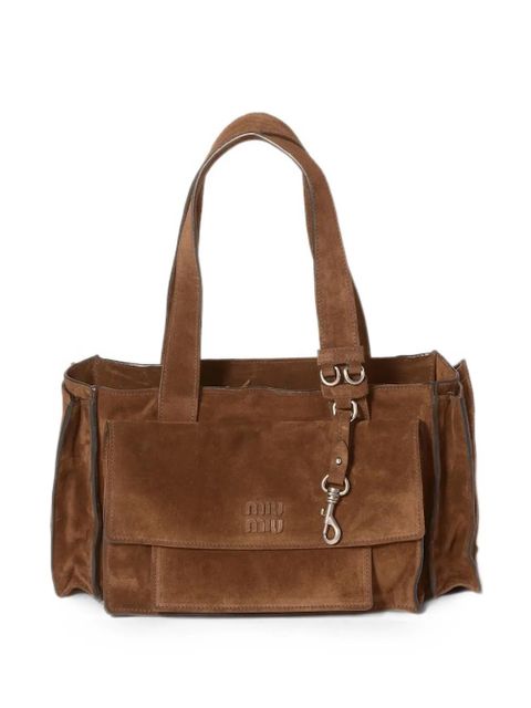 Miu Miu Utilitaire suede shoulder bag - Brown - zdjęcie produktu nr 1
