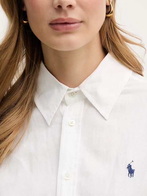 Polo Ralph Lauren sukienka z dodatkiem lnu kolor beżowy midi prosta 211B18781