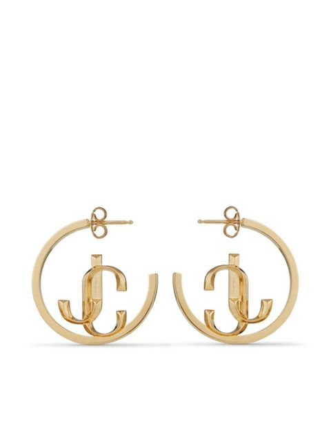 Jimmy Choo logo-lettering medium hoops - Gold - zdjęcie produktu nr 1