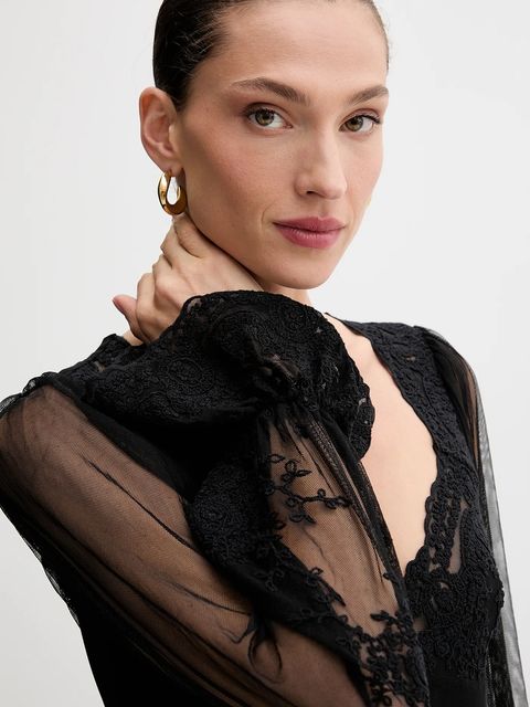 Bardot bluzka damska kolor czarny wzorzysta 60075TB