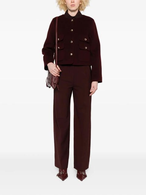 Maje button-fastening flap-pockets cropped jacket - Red