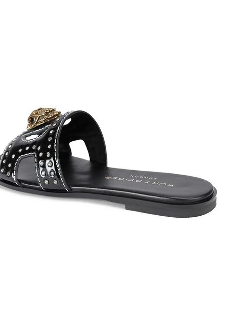 Kurt Geiger London klapki skórzane Eagle Stud Cut Out Flat damskie kolor czarny 4734400309