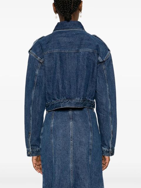 Self-Portrait cropped denim jacket - Blue