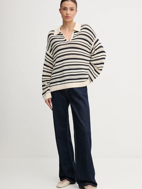 Tommy Hilfiger sweter damski kolor beżowy lekki WW0WW46524 - zdjęcie produktu nr 2