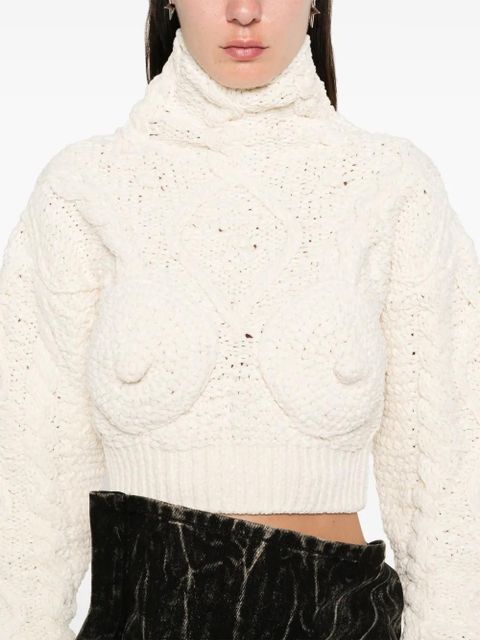 Jean Paul Gaultier conical-bra detail cropped sweater - White