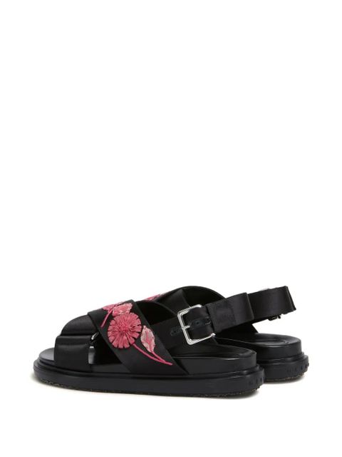 Marni Fussbett floral-embellished sandals - Black