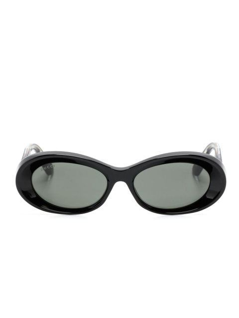 Gucci Eyewear logo-debossed oval-frame sunglasses - Black