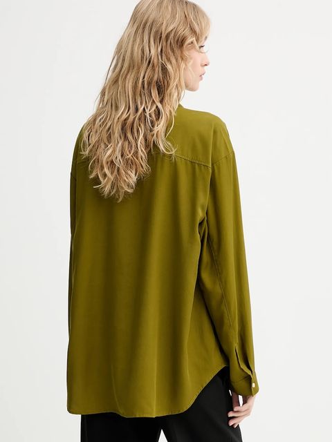 Marc O'Polo koszula damska kolor zielony relaxed z kołnierzykiem klasycznym 509152542109 - zdjęcie produktu nr 2