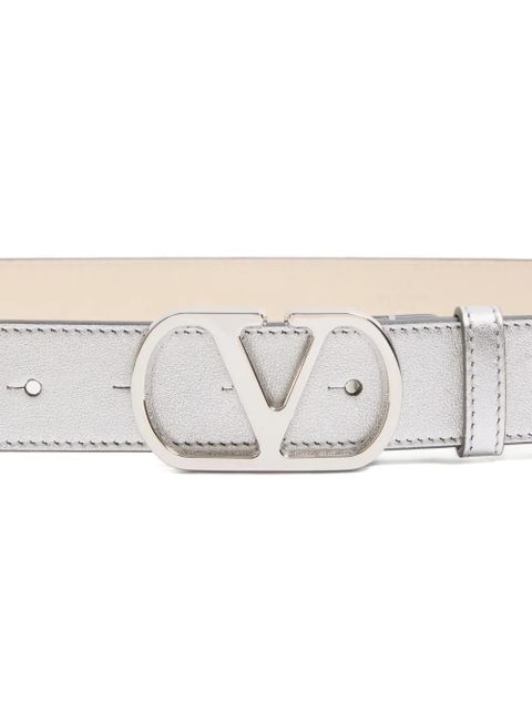 Valentino Garavani VLogo Signature leather belt - Silver
