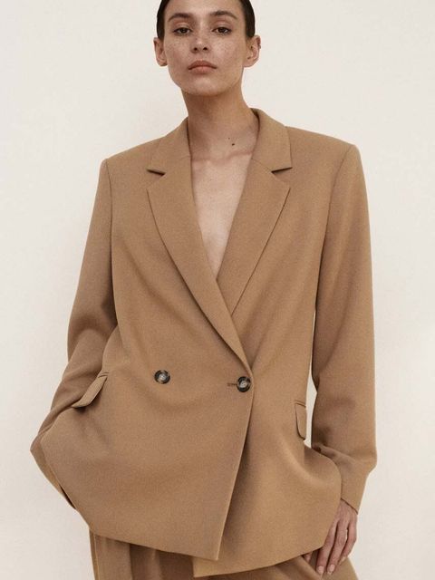 MUUV. marynarka REAU kolor beżowy dwurzędowa gładka