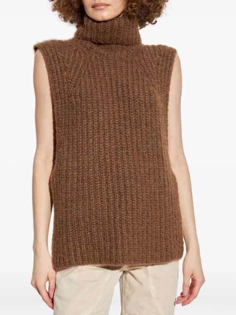 ISABEL MARANT turtleneck ribbed vest - Brown