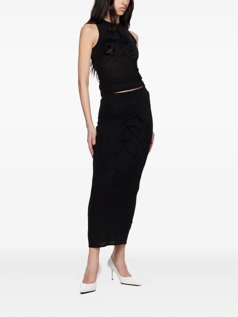 Jean Paul Gaultier flocked-logo midi skirt - Black - zdjęcie produktu nr 2