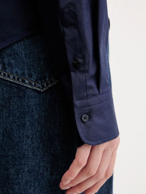 HUGO koszula damska kolor granatowy regular z kołnierzykiem klasycznym