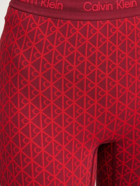 Calvin Klein Underwear szorty lounge damskie kolor bordowy wzorzyste high waist LV00QF8488
