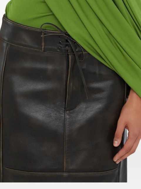 Christopher Esber burnished leather panelled skirt - Black