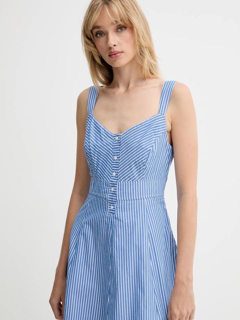 Levi's sukienka bawełniana kolor niebieski midi rozkloszowana 003PR